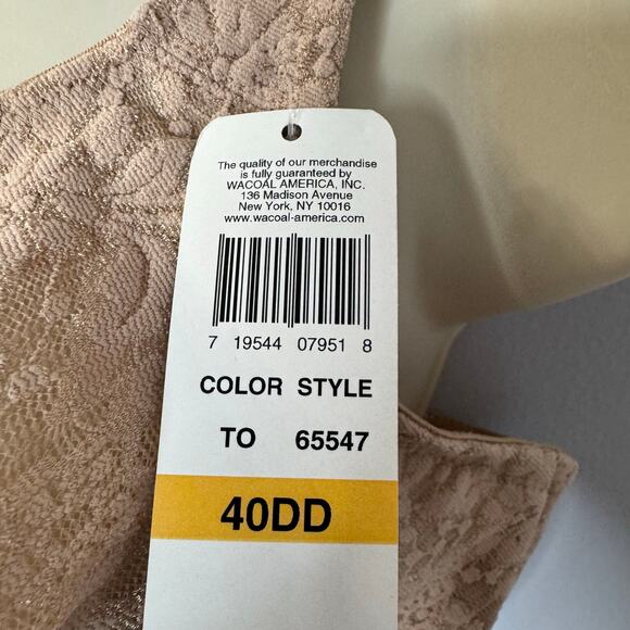 Wacoal Halo Lace Full Figure Underwire Bra Toast Beige Sz 40DD New - Picture 8 of 8